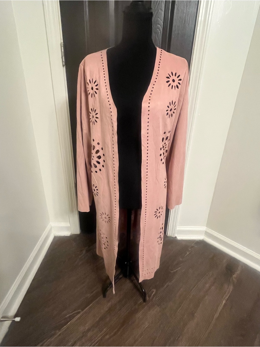 Forgotten Grace Faux Suede Pink Duster Jacket